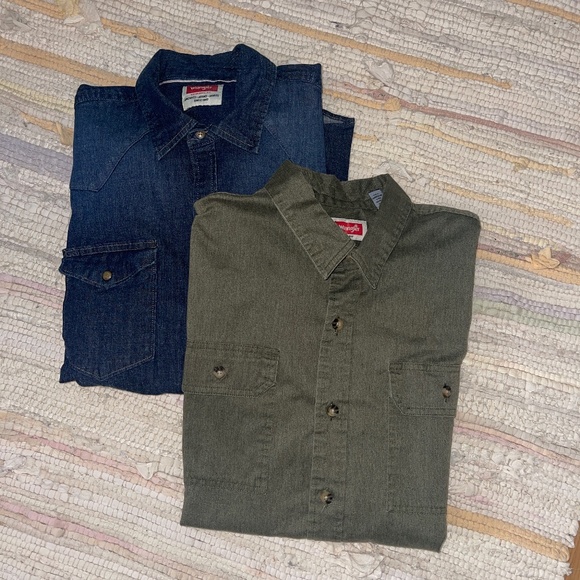 Men’s Wrangler Bundle of 2 Long Sleeve Button Up & Snap Up Shirts - Picture 1 of 7